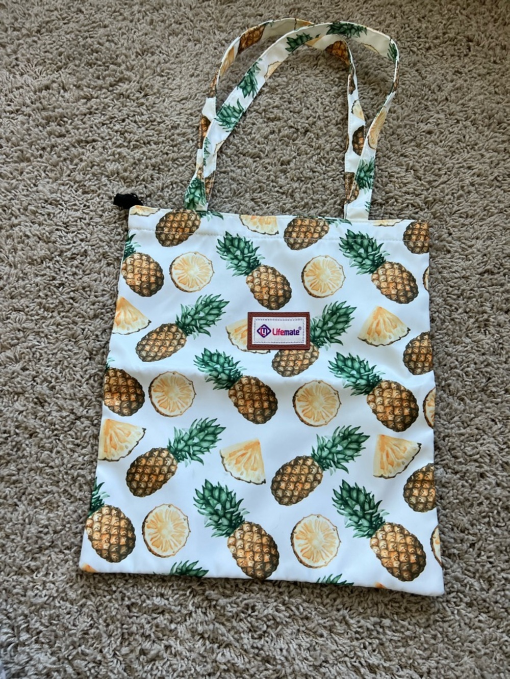 Pineapple Print Tote Bag - White/Yellow